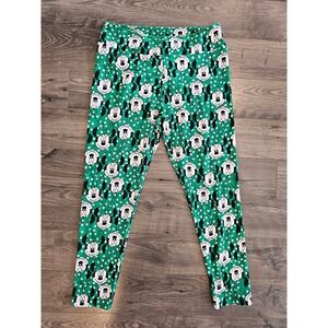 Women's Tall & Curvy Minnie Mouse Leggings Green White Polka Dot Disney LuLaRoe‎